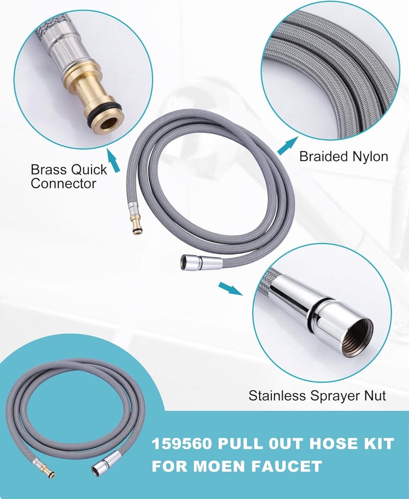 Arcora 159560 Replacement Hose Kit Compatible with Moen Pullout Style Kitchen Faucets, 68" Quick Connect Hose - Image 3
