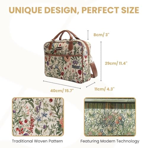 Signare Tapestry Laptop bag Computer Messenger bag Briefcase for Women with Garden Flower Design(CPU-MGD) - Image 4