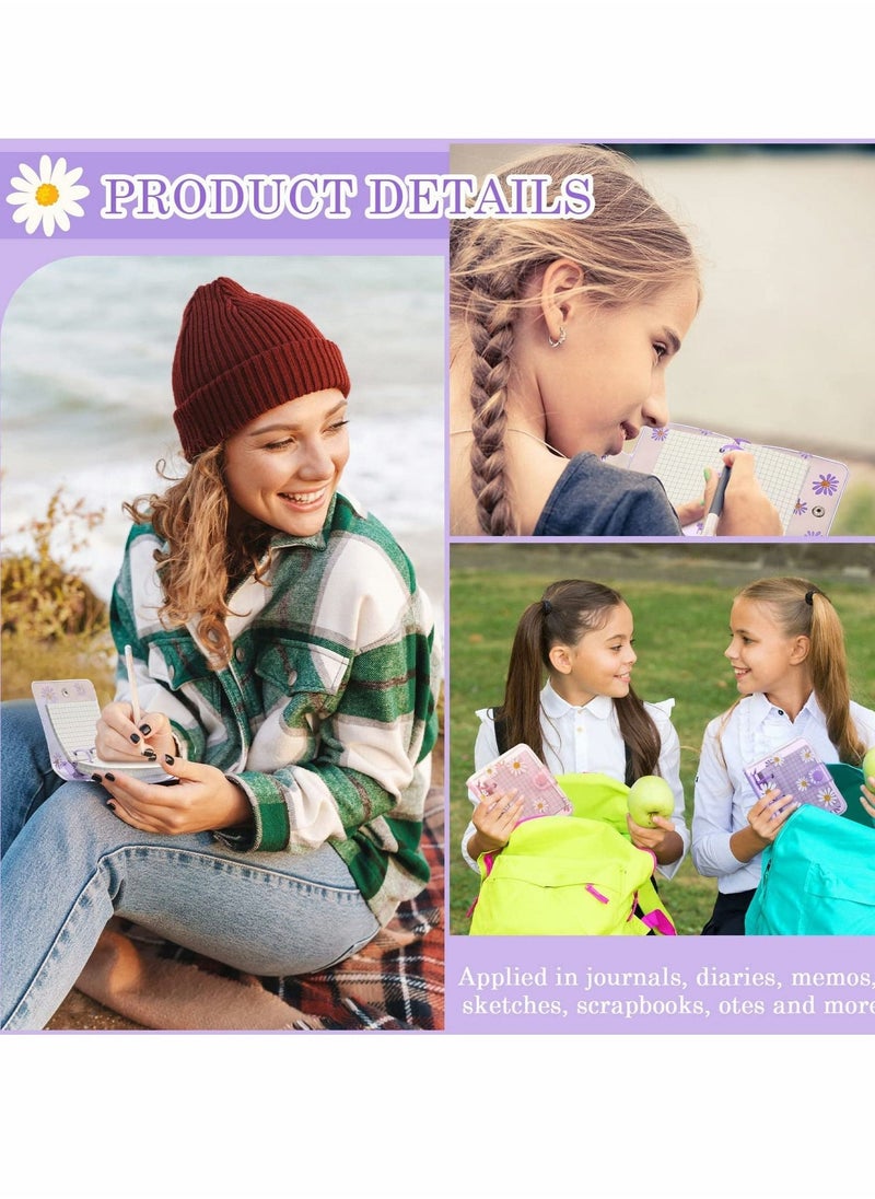 3 Ring Binder Covers 2Pcs Mini with Inner Paper Daisy PVC Notebook Loose Leaf Journal Round Protector  - Image 4