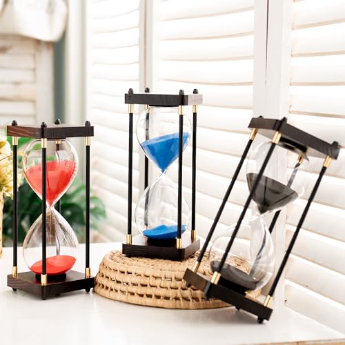 Lmzxmcy Large Sand Timer, Hourglass Timer 60 Minutes,Vintage Wooden Hour Glass Timer,Modern Home Kitchen Office Decoration (Red) - Image 5