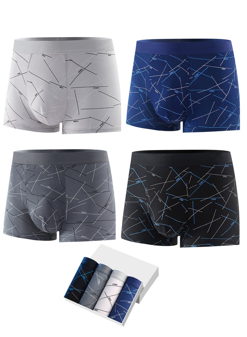 4 Pack Men’s Sort Boxer Briefs & Trunks,Mens Boxer Shorts Soft Cotton Men Pack Breathable Mens Underwear Boxer Briefse  - Image 1