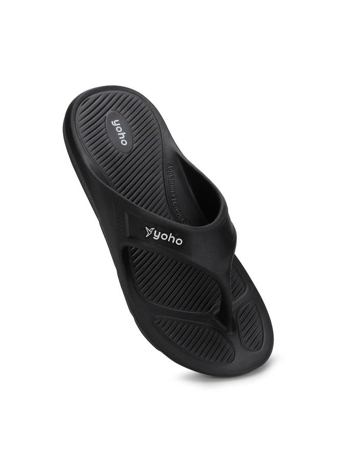 YOHO YOHO Drizzle Soft Slippers for Men | Mild Acupressure | Lightweight, Classic Black, UK 7  - Image 4