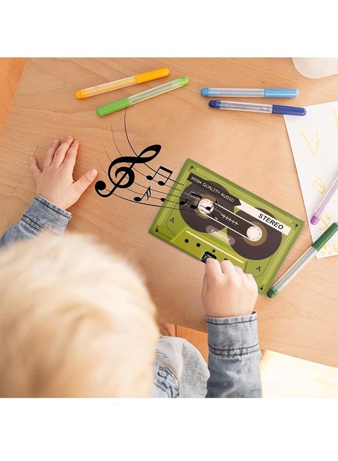 Wffo Voice Greeting Card – 60 Second Recordable Audio Card with Playback – Retro Cassette Talking Sound Card – Personalized Voice Message Greeting for Birthday, Wedding, Anniversary, Special Occasions – Green - Image 4