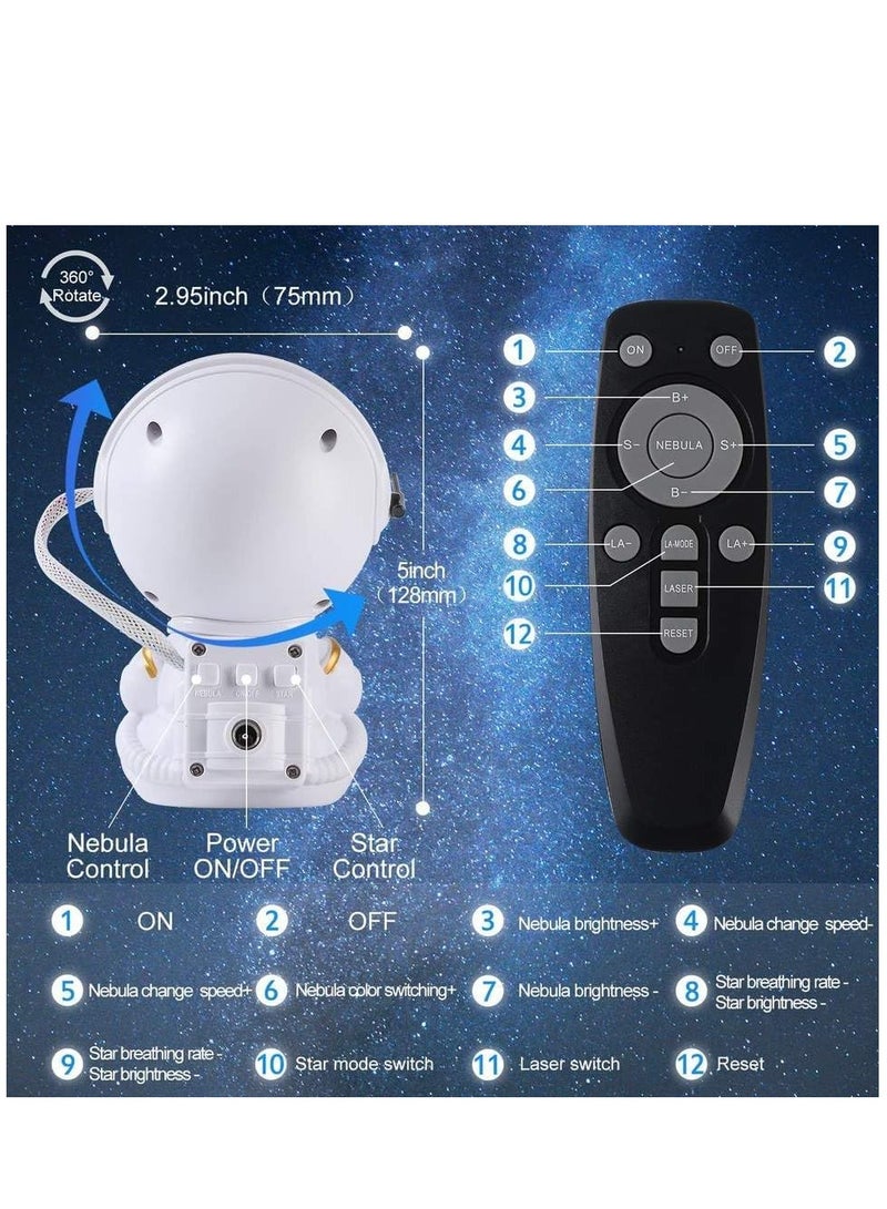 Star Projector Night Light with Timer, Remote Control, 360°Adjustable Design, Astronaut Nebula Galaxy Night Light Projector for Gift Children Adults Baby Bedroom, Party, Game Room (Galaxy 2) - Image 2