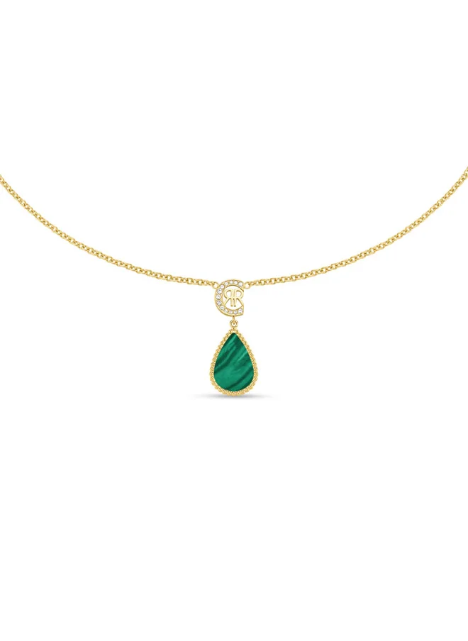شيروتي 1881 Eletra Gold Plated Stainless Steel Malachite and Crystals Necklace for Women
