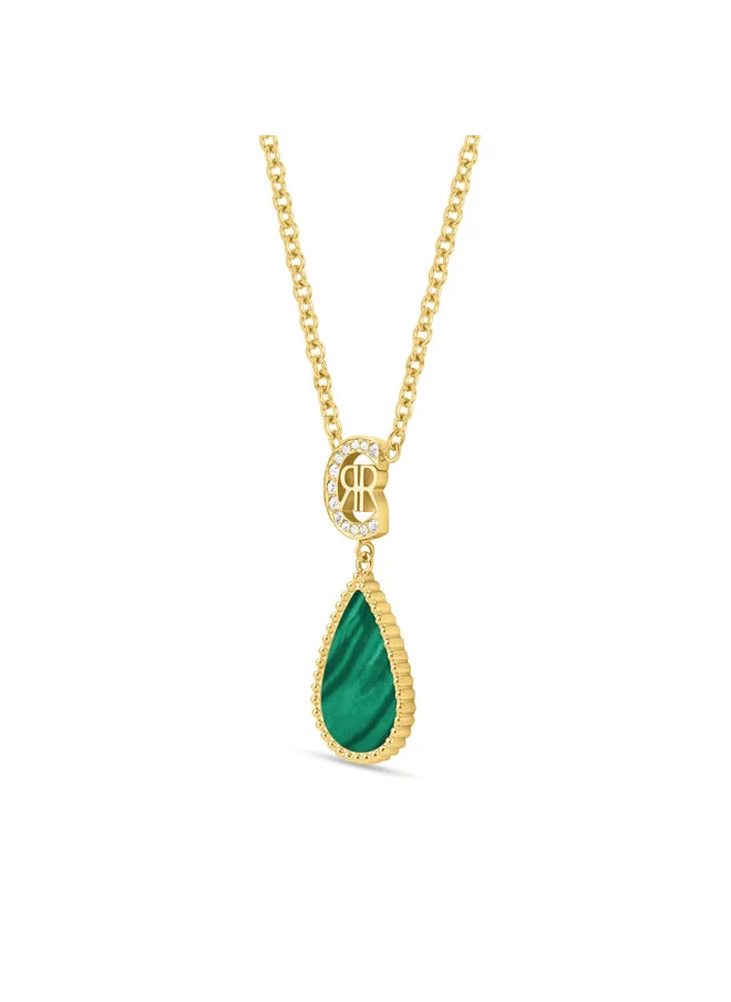شيروتي 1881 Eletra Gold Plated Stainless Steel Malachite and Crystals Necklace for Women