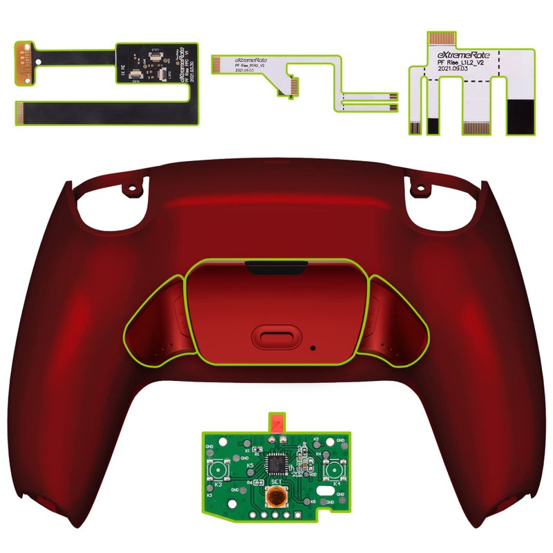 eXtremeRate Scarlet Red Back Paddles Programable Rise 20 Remap Kit for PS5 Controller BDM010 020 Upgrade Board Redesigned Back Shell Back Buttons Set for PS5 Controller Without Controller - Image 2