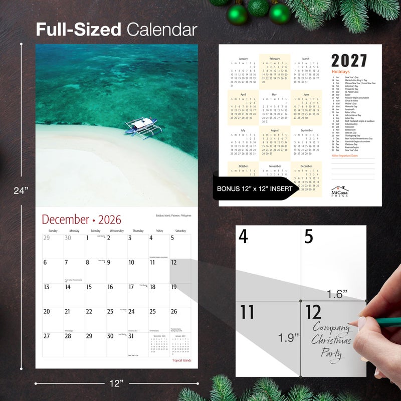 MICASA PRESS Wild & Beautiful Tropical Islands 2026 Wall Calendar 12 Month | 12" x 24" Open | Thick & Sturdy Paper | Holiday Gift | Ocean Nature Travel Beach Calendar 2026 - Image 5