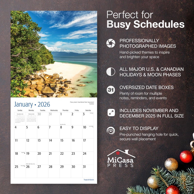 MICASA PRESS Wild & Beautiful Tropical Islands 2026 Wall Calendar 12 Month | 12" x 24" Open | Thick & Sturdy Paper | Holiday Gift | Ocean Nature Travel Beach Calendar 2026 - Image 2