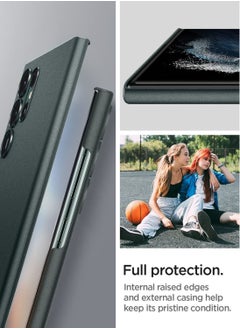 Spigen غطاء حماية Air Skin لهاتف Samsung Galaxy S22 ULTRA - أخضر داكن  - Image 5