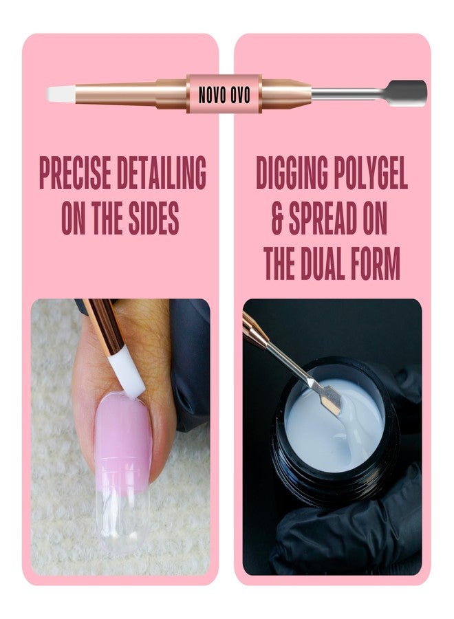 NOVO OVO Upgraded NON-STICKY Polygel Solution Procedure Set, White and Pink non-sticky Poly Gel, Dual-Ended Nail Pen, Extra Slim Nail File, Easy to Use Together with Toe or Hand Nail Dual Forms - Image 4