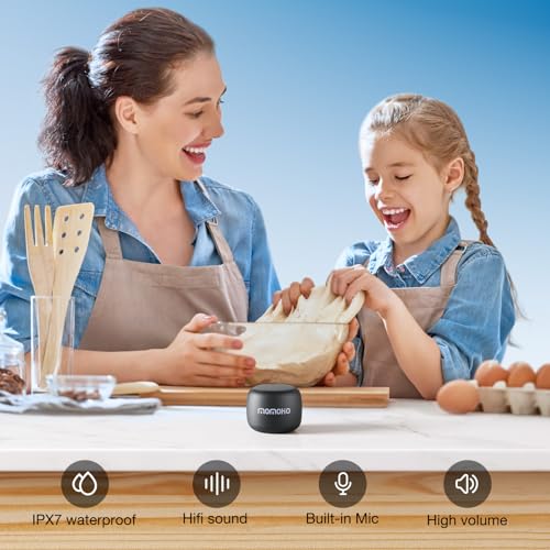 MOMOHO Mini Bluetooth Speaker Wireless Small Bluetooth Speaker with Built in Mic,TWS Portable for Travel Party Gift Outdoor Laptop (Black) - Image 5