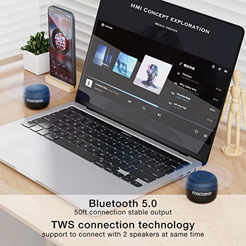 MOMOHO Mini Bluetooth Speaker Wireless Small Bluetooth Speaker with Built in Mic,TWS Portable for Travel Party Gift Outdoor Laptop (Black) - Image 2