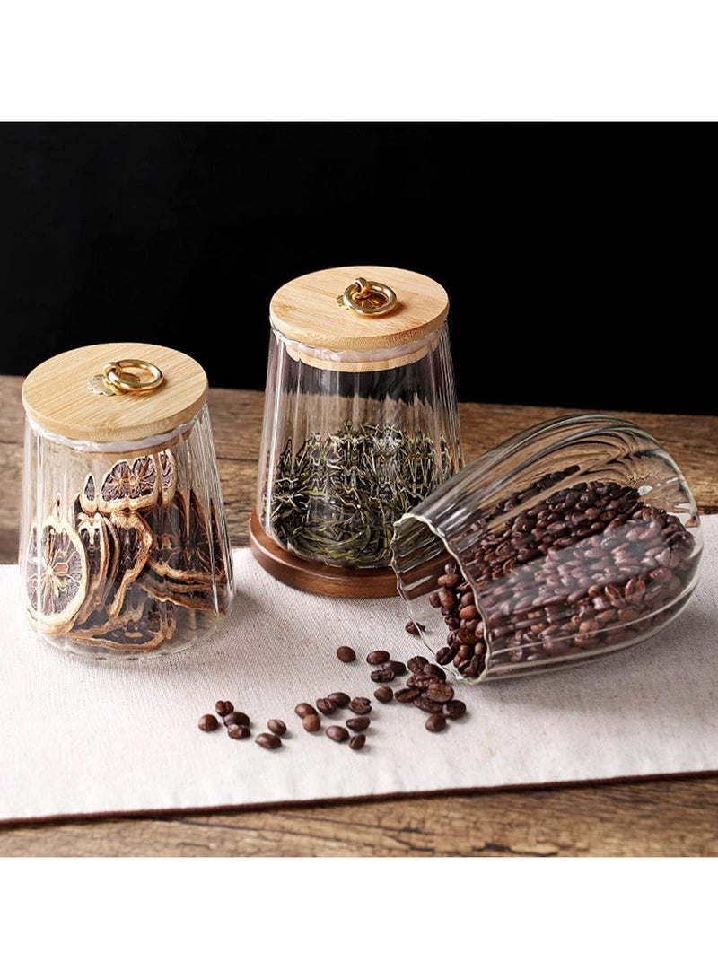 AUTOYSUR Glass Storage Jars with Airtight Lids, Decorative Coffee Bar Container with Airtight Bamboo Lid Metal Ring Canisters Sets for Home Kitchen Storing Candy, Cookie, Nuts, Oatmeal (Oval+Taper, 4pcs)  - Image 4