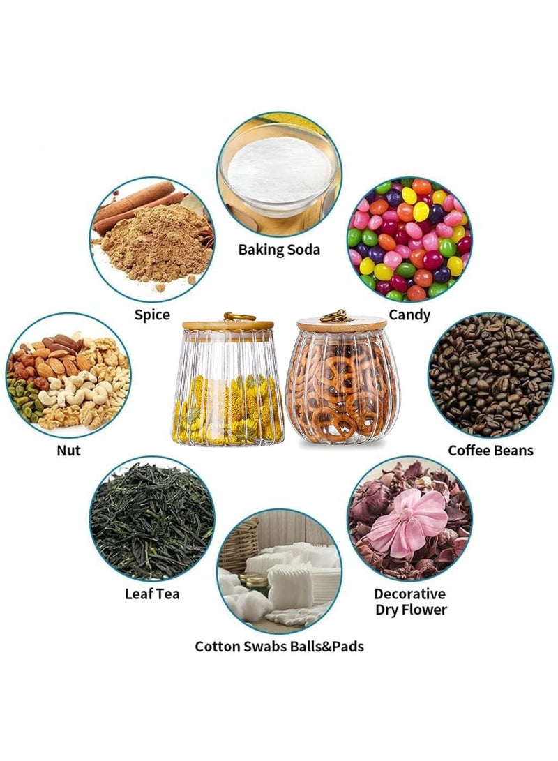 AUTOYSUR Glass Storage Jars with Airtight Lids, Decorative Coffee Bar Container with Airtight Bamboo Lid Metal Ring Canisters Sets for Home Kitchen Storing Candy, Cookie, Nuts, Oatmeal (Oval+Taper, 4pcs)  - Image 5