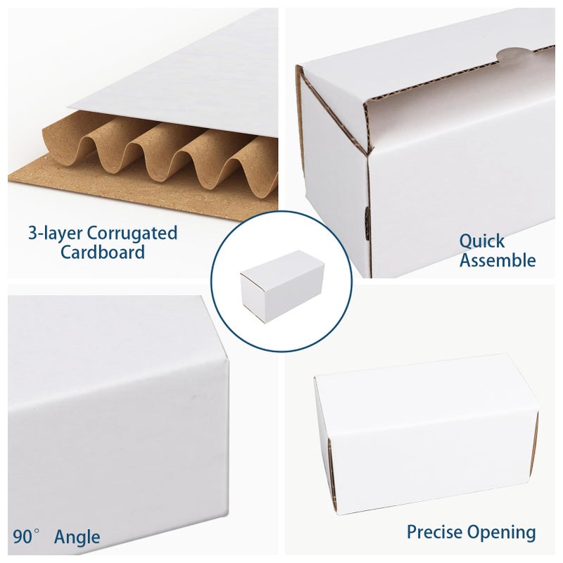 ZBEIVAN 4.6x2.2x2.2 White Shipping Boxes Set of 100, Corrugated Cardboard Mailer Boxes for Packaging Small Business Mailing Gifts - Image 3