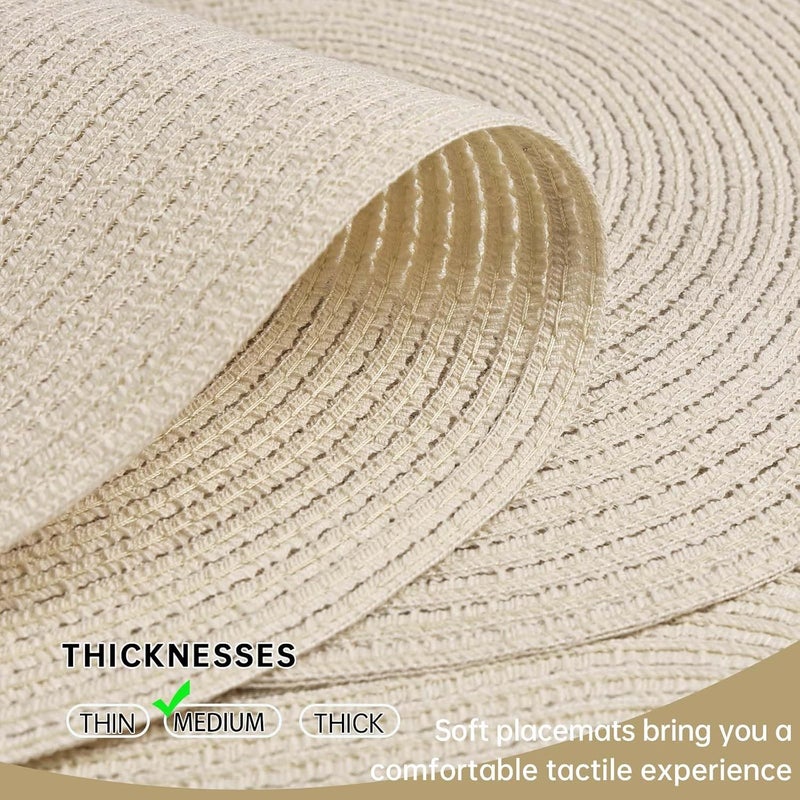 Noctiflorous Oval Braided Placemats Set of 4 Woven 12x18 Inch Non Slip Washable Heat Resistant Place Mats Round Tablemats for Dining Kitchen Party Daily Table Decor Dinner Mats (Plain White, 4) - Image 3