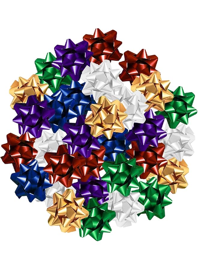 The Bros 1.5" Medium Size Gift Bows – (Pack of 30) Assorted Colored Pre-Made Present Bows - Ready to Use Peel & Stick Solid Color Bows for Holidays Gift - Image 1