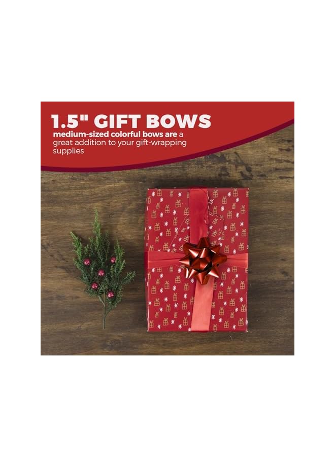 The Bros 1.5" Medium Size Gift Bows – (Pack of 30) Assorted Colored Pre-Made Present Bows - Ready to Use Peel & Stick Solid Color Bows for Holidays Gift - Image 3