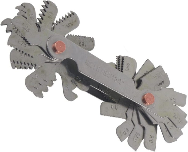 Keenso Thread Gauge Standard And Metric, 51/52Pcs Metric+ imperial (52pc) Stainless Steel Thread Pitch Guage, 60 and 55 Degree Thread Pitch Gauge White(Metric+ imperial (52pc)) - Image 2