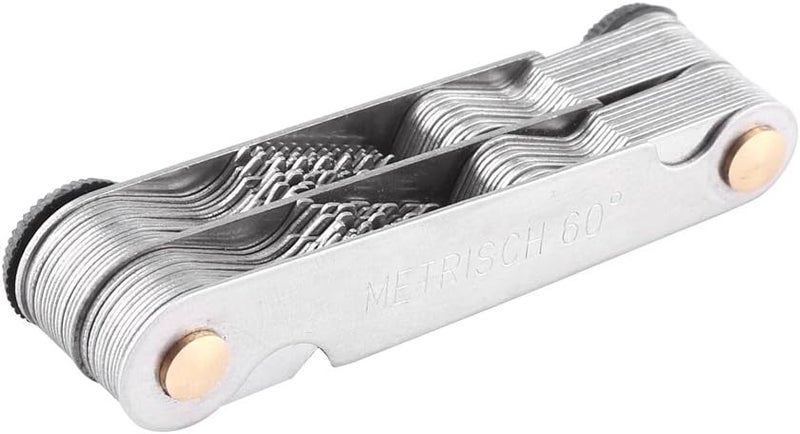 Keenso Thread Gauge Standard And Metric, 51/52Pcs Metric+ imperial (52pc) Stainless Steel Thread Pitch Guage, 60 and 55 Degree Thread Pitch Gauge White(Metric+ imperial (52pc)) - Image 1