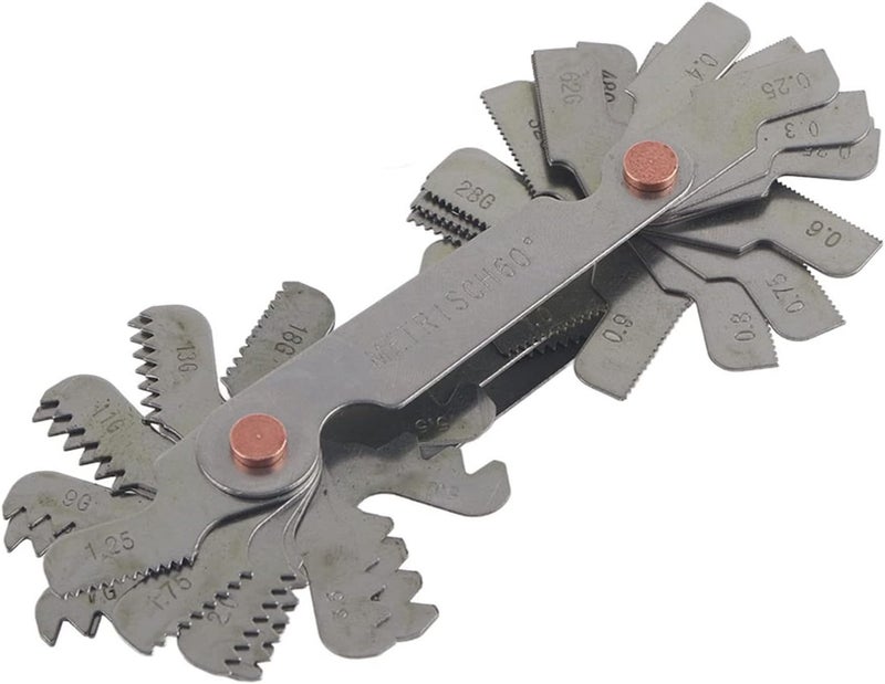 Keenso Thread Gauge Standard And Metric, 51/52Pcs Metric+ imperial (52pc) Stainless Steel Thread Pitch Guage, 60 and 55 Degree Thread Pitch Gauge White(Metric+ imperial (52pc)) - Image 3