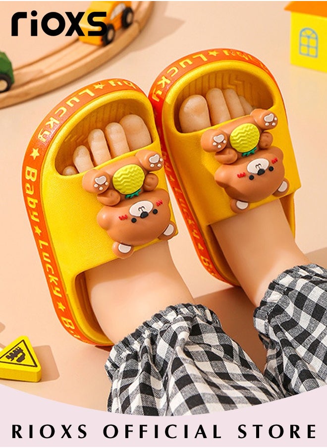 RIOXS - Kids Slippers,Non-Slip Slippers For Toddler Boys Girls,Cute Cartoon Slipper,Comfy Soft Sole Sandal Slippers,Quick Dry Bathroom Slides,Kids Unisex Slippers For Shower Summer Pool Indoor Outdoor Beach Shoes - Image 1