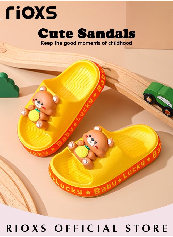 RIOXS - Kids Slippers,Non-Slip Slippers For Toddler Boys Girls,Cute Cartoon Slipper,Comfy Soft Sole Sandal Slippers,Quick Dry Bathroom Slides,Kids Unisex Slippers For Shower Summer Pool Indoor Outdoor Beach Shoes - Image 1