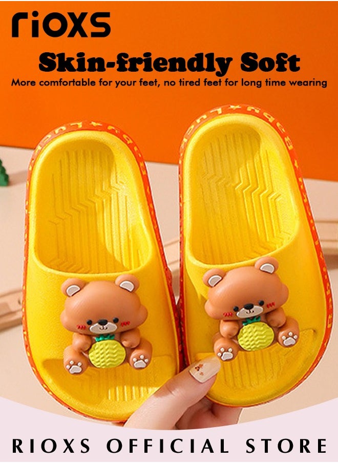 RIOXS - Kids Slippers,Non-Slip Slippers For Toddler Boys Girls,Cute Cartoon Slipper,Comfy Soft Sole Sandal Slippers,Quick Dry Bathroom Slides,Kids Unisex Slippers For Shower Summer Pool Indoor Outdoor Beach Shoes - Image 1