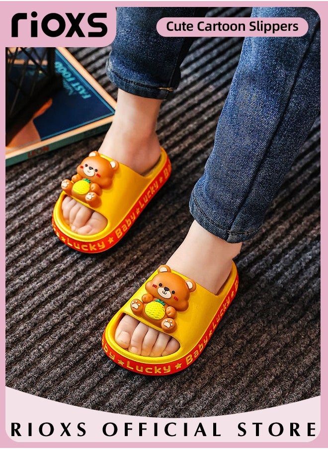 RIOXS - Kids Slippers,Non-Slip Slippers For Toddler Boys Girls,Cute Cartoon Slipper,Comfy Soft Sole Sandal Slippers,Quick Dry Bathroom Slides,Kids Unisex Slippers For Shower Summer Pool Indoor Outdoor Beach Shoes - Image 1