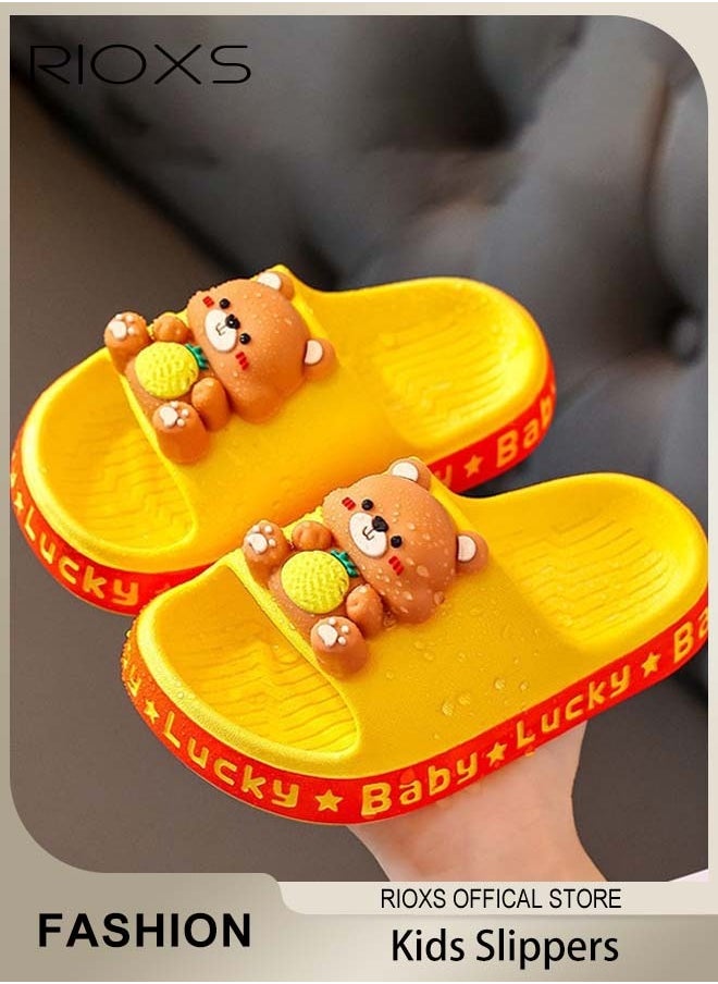 RIOXS - Kids Slippers,Non-Slip Slippers For Toddler Boys Girls,Cute Cartoon Slipper,Comfy Soft Sole Sandal Slippers,Quick Dry Bathroom Slides,Kids Unisex Slippers For Shower Summer Pool Indoor Outdoor Beach Shoes - Image 1