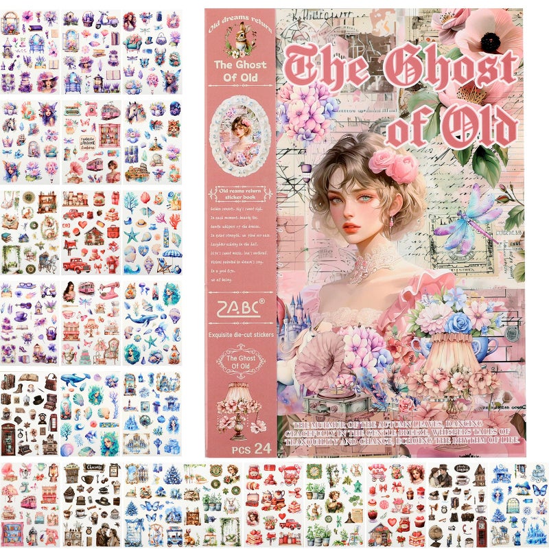 Auguro Vintage Scrapbook Stickers 24 Sheets 480 PreCut People Stickers for Scrapbooking Washi Stickers for Journaling Journal Stickers for Adults Scrapbooking Supplies