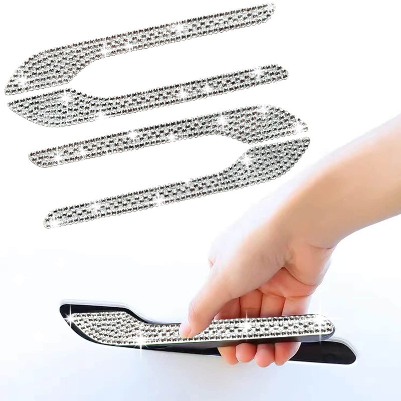 4 Pack Rhinestone Door Handle Protector for Tesla Model 3 and Model Y, Great Gift for Women Girls who own Tesla Model 3/Y.