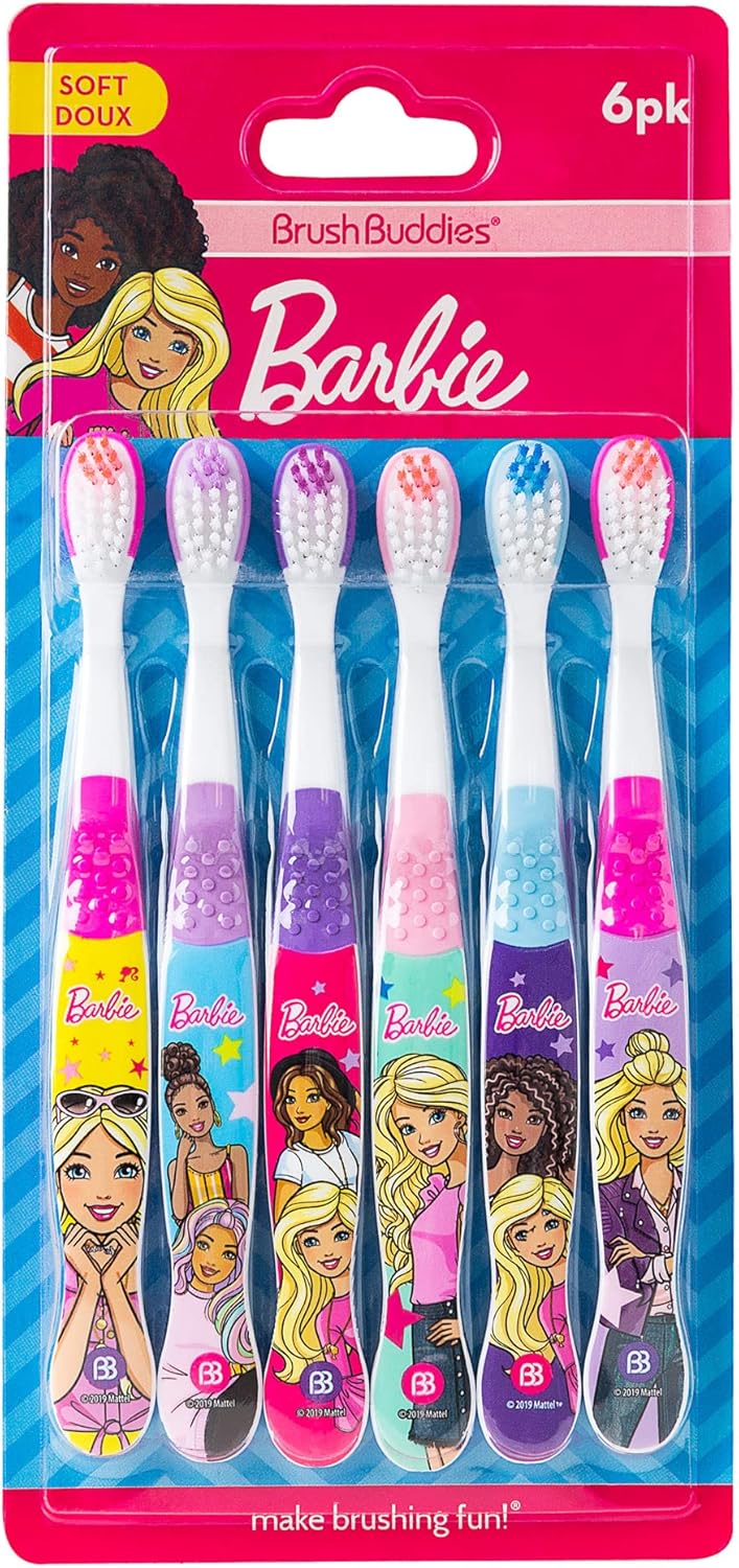 Brush Buddies 6 Pack Barbie Toothbrushes for Kids Childrens Toothbrushes Soft Bristle Toothbrushes for Kids - Image 1