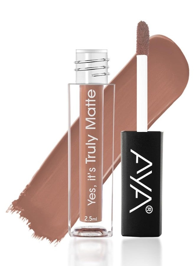 AYA Yes It's Truly Matte Liquid Lipstick, 08 Caramel Latte, 2.5 ml | Long Lasting | Waterproof | Kiss Proof | Enriched with Jojoba Oil, Shea Butter, Almond Oil, Vitamin E, SPF - Image 1