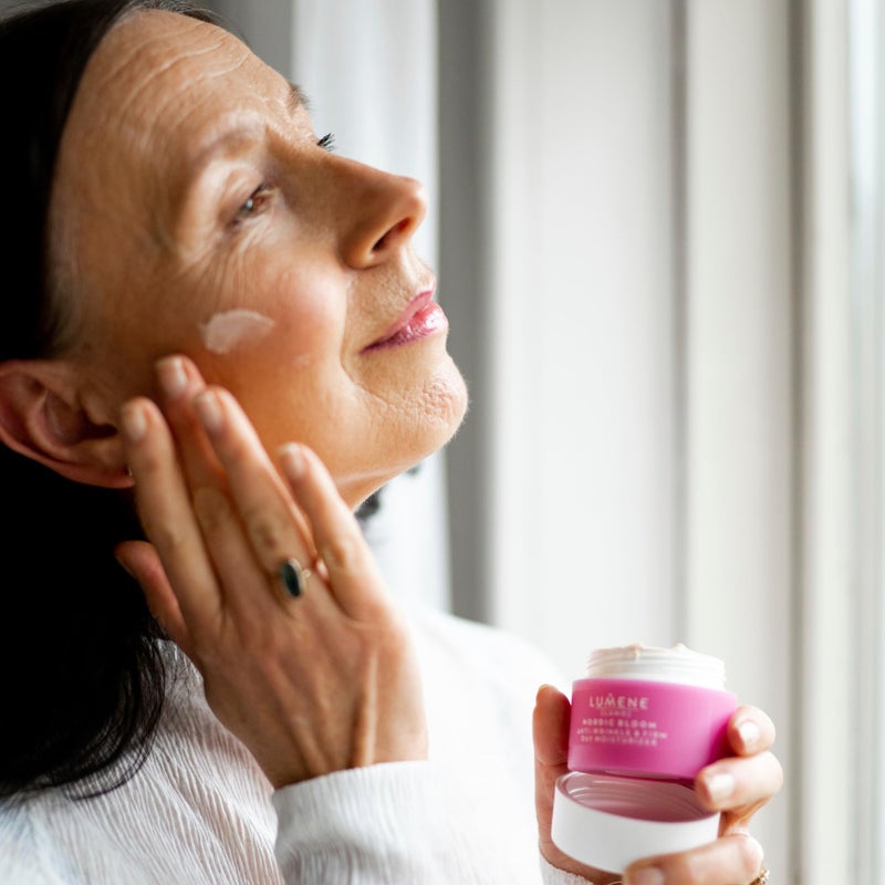 Lumene Nordic Bloom [Lumo] Anti-Wrinkle & Firm Day Moisturizer - Anti Aging Cream for Visibly Firm, Radiant & Smooth Skin - Formulated with Pre-Retinol Complex + Lingonberry Extract (1.7 oz) - Image 3