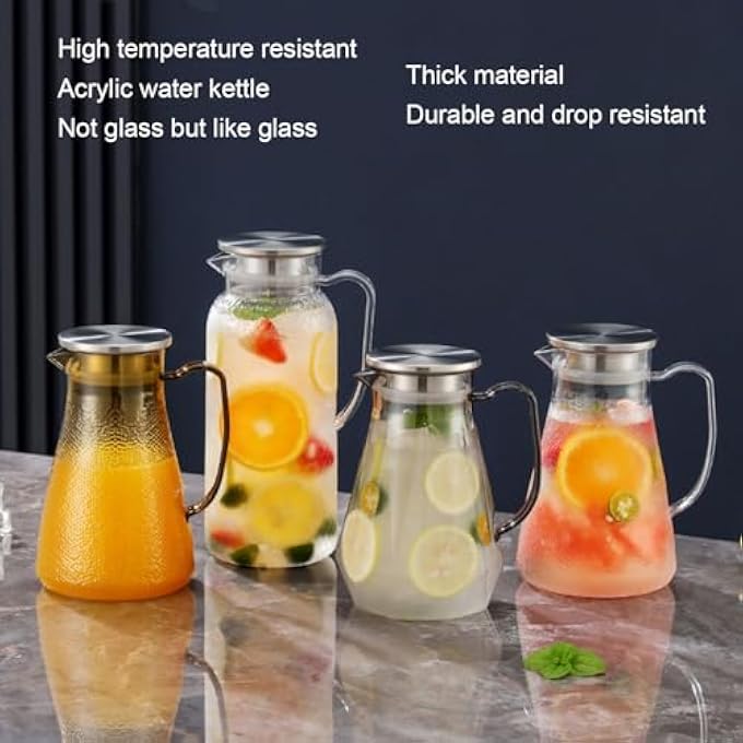 Unity Acrylic Water Pitcher With Lid 1500Ml Excellent Heat Proof Cold Hot Beverages Daily Household For Lemonade Iced Tea Milk - Image 4