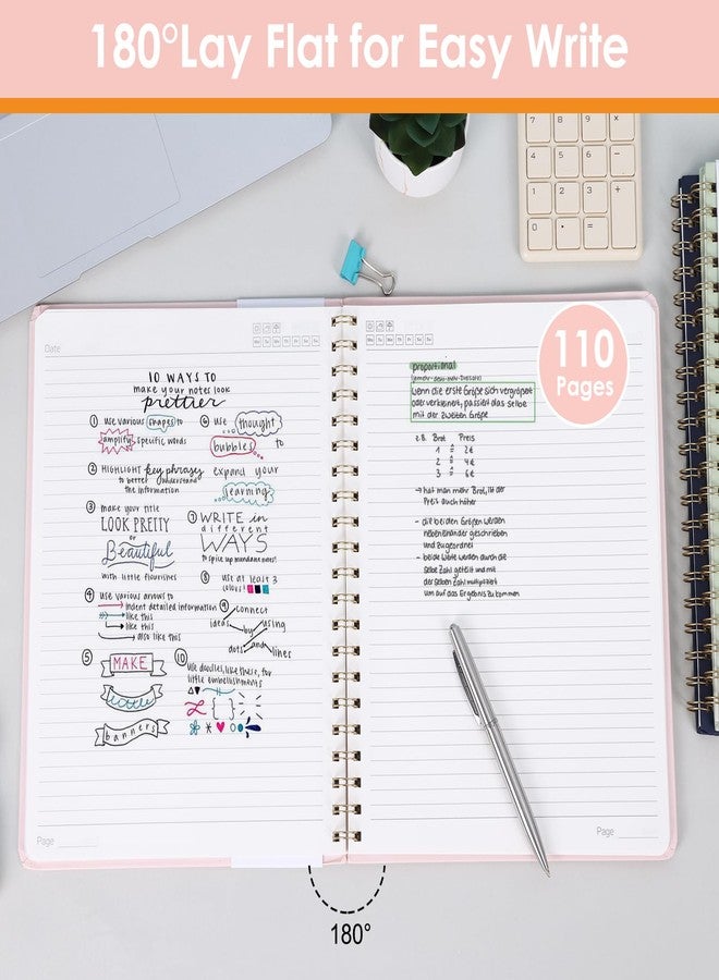 LABUK Spiral Notebook 8.5 x 11, A4 Large Notebooks for Women, College Ruled Hardcover Notebook for Work School Note Taking, 55 Sheets 110 Pages - Image 3