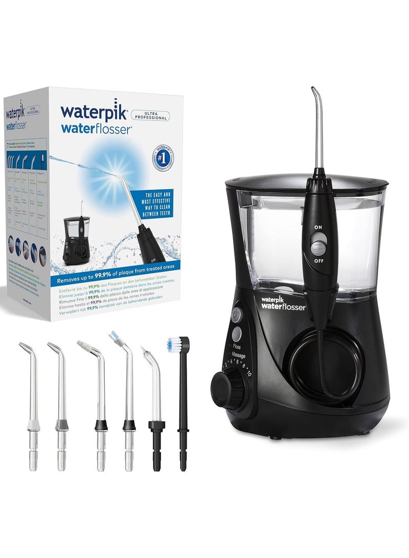 واتربيك جهاز Waterpik WP-662 Aquarius Professional المائي لتنظيف الأسنان - لون أسود، مع 7 رؤوس و10 مستويات للضغط - Image 1