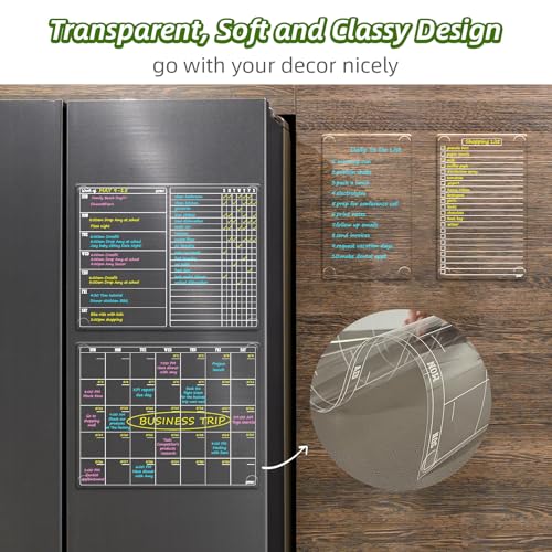 JJPRO Non-Magnetic Calendar for Fridge-Clear Monthly Calendar,Weekly Planner,List and Blank Board -Reusable Board Sticks to Fridge,Wall,Door&Glass,Non Magnetic Fridge Calendar - Image 3