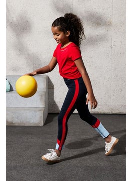 Tchibo Kids Girl Sportswear Fit High Waisted Sports Tights, Navy  - Image 1