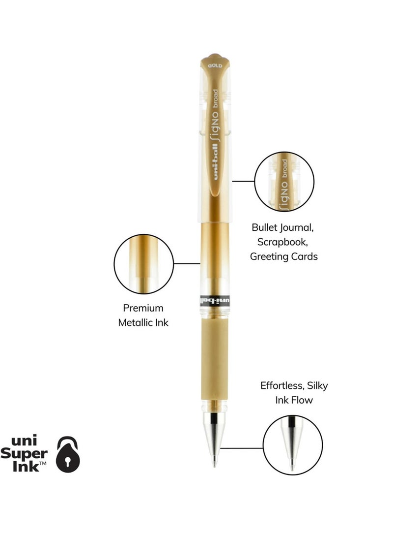 1-Piece Gel Impact Broad Gel Ink Pen 1.0mm Tip Gold Ink