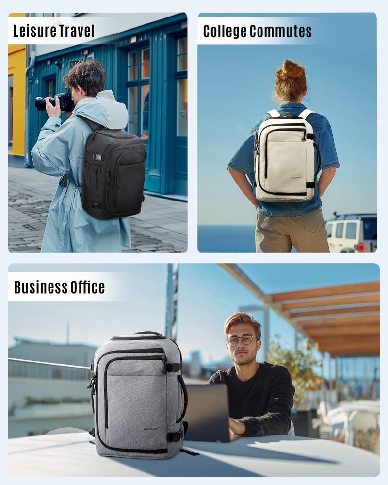 LIGHT FLIGHT Travel Backpack, TSA Friendly Flight Approved Carry on Backpack Water-resistant Lightweight Business Large Weekender Bag Casual Daypack 17.3" Laptop Backpack for Men Women,Grey - Image 2