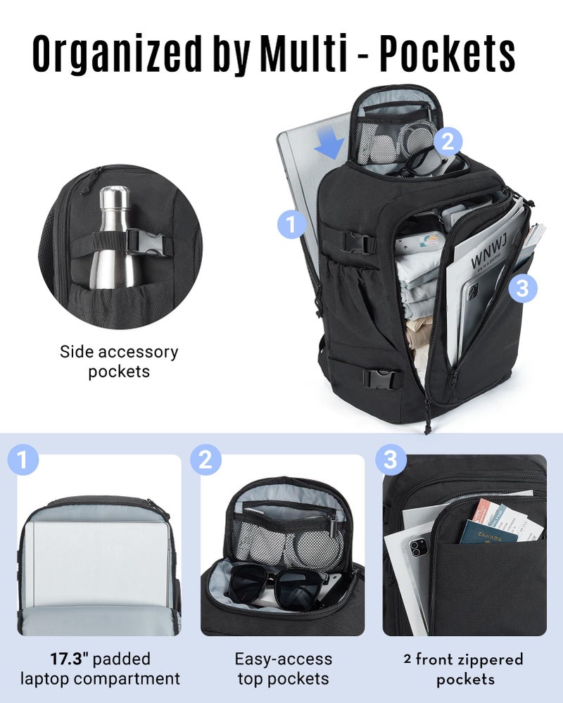 LIGHT FLIGHT Travel Backpack, TSA Friendly Flight Approved Carry on Backpack Water-resistant Lightweight Business Large Weekender Bag Casual Daypack 17.3" Laptop Backpack for Men Women,Grey - Image 3