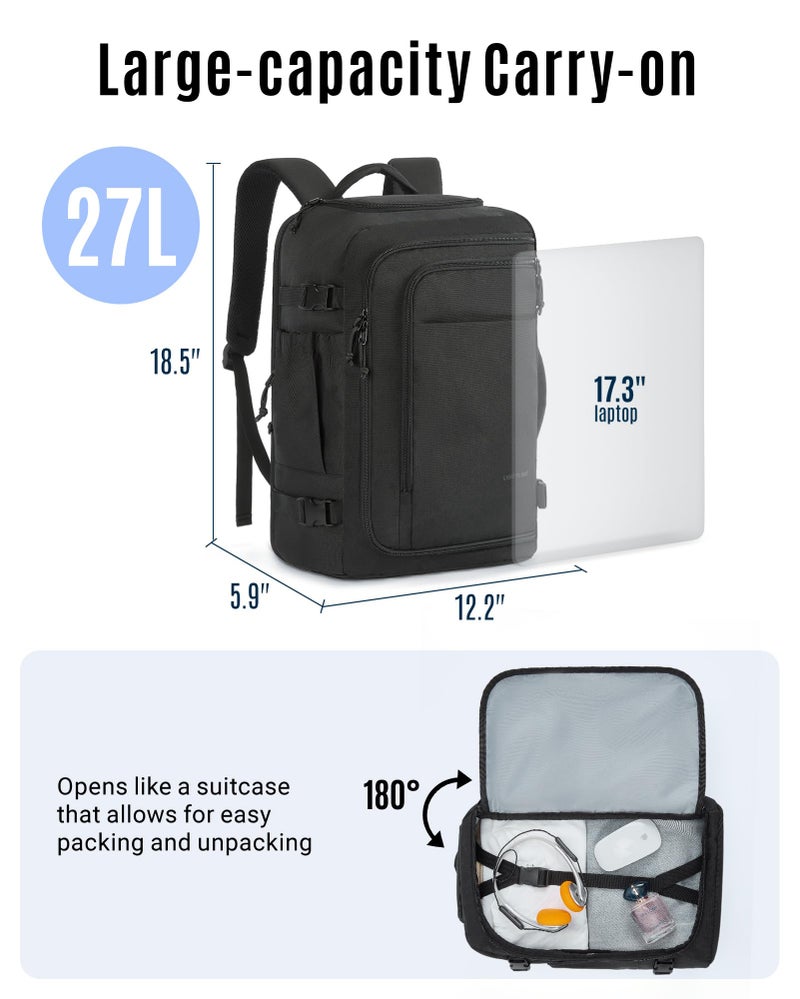 LIGHT FLIGHT Travel Backpack, TSA Friendly Flight Approved Carry on Backpack Water-resistant Lightweight Business Large Weekender Bag Casual Daypack 17.3" Laptop Backpack for Men Women,Grey - Image 4