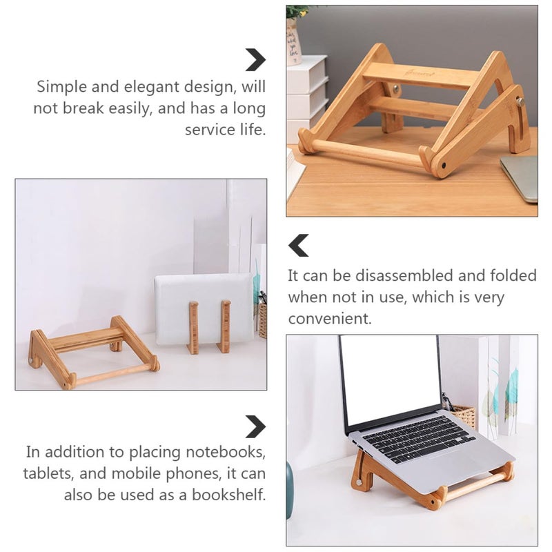Adjustable Wooden Laptop Stand Portable Holder Ergonomic Support Rack for 13-15.6 Inch Notebooks - Image 4