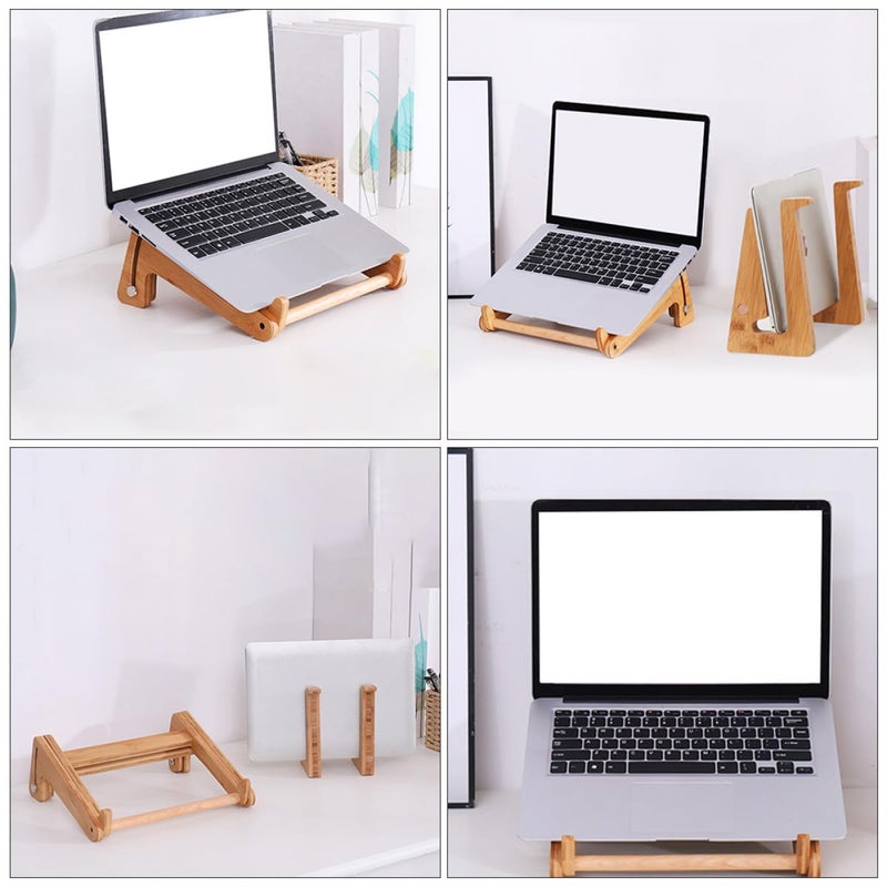 Adjustable Wooden Laptop Stand Portable Holder Ergonomic Support Rack for 13-15.6 Inch Notebooks - Image 5