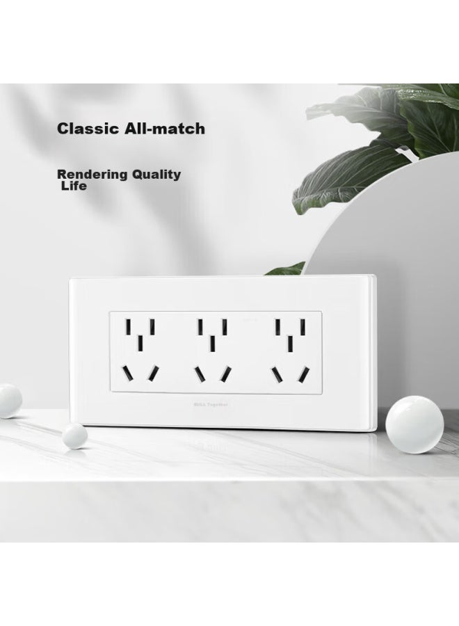 Bull Switch Socket, Multifunctional 118-type Socket Switch, 15-hole And 9-hole Socket Panel G04z356a, White - Image 1