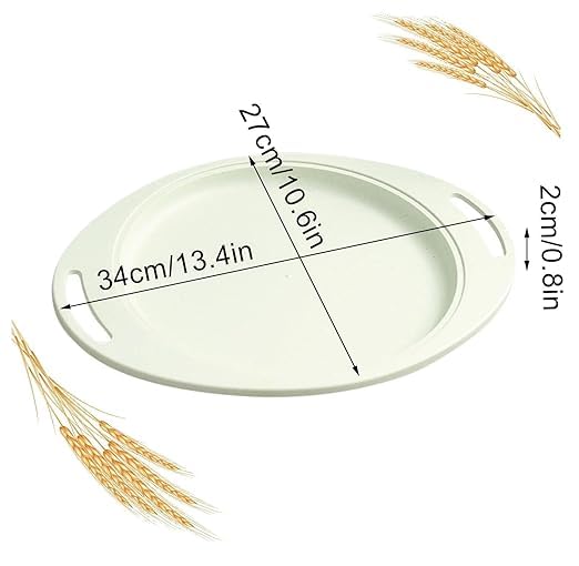 Takositio Appetizers Serving Platter | Wheat Straw Oval Tray | Serving Dishes For Party with Handle | Steak Plate Perfect for Home, Parties, Restaurants & Gifting | Microwave & Dishwasher Safe (1, Green) - Image 2