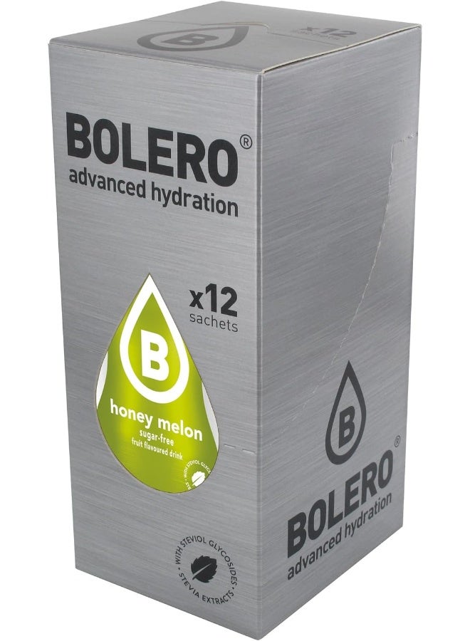 bolero Advanced Hydration Drink Packets Classic Sachets, Sugar-Free Water Flavoring Packets, Calorie-Free Powder Drink (3G Pack Of 12, Honey Melon)